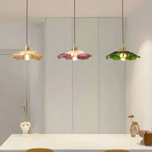 Suspension Rétro Décorative en Verre Floral