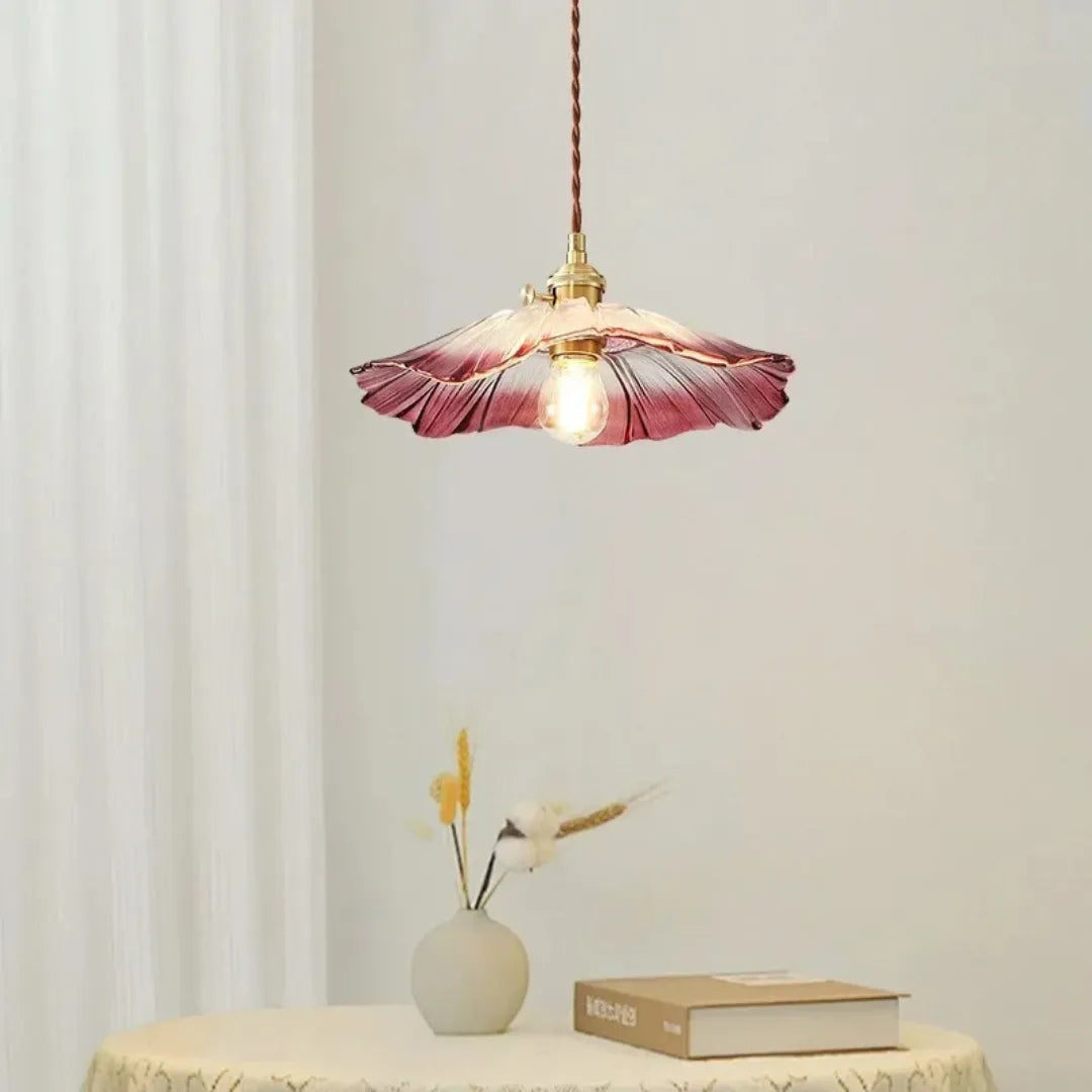 Suspension Rétro Décorative en Verre Floral