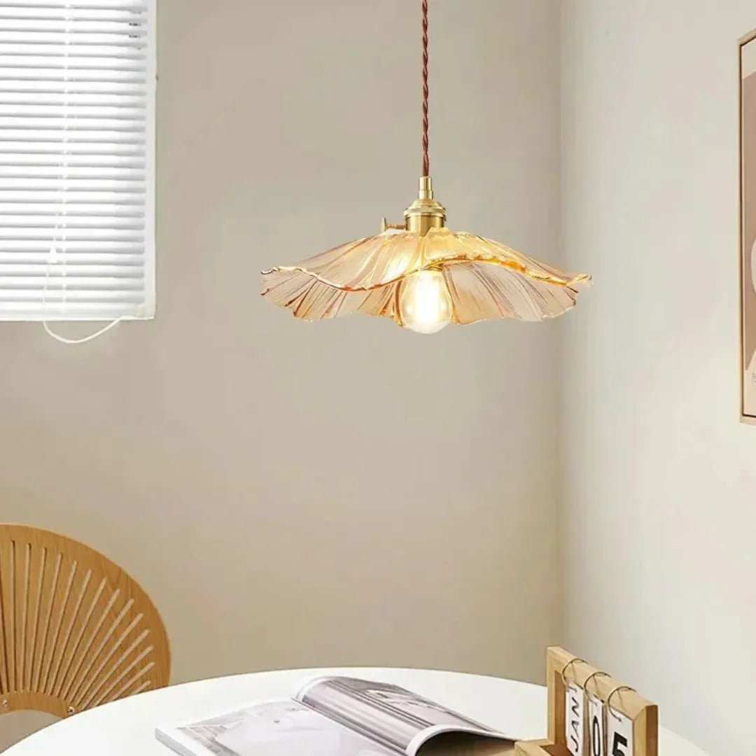 Suspension Rétro Décorative en Verre Floral